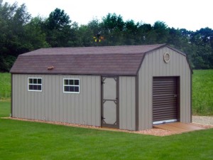 Gambrel roof storage shed built to suit the customer by Martin's Mini Barns Goshen, Indiana