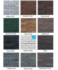 Shingle color options for Martin's Mini Barns custom sheds