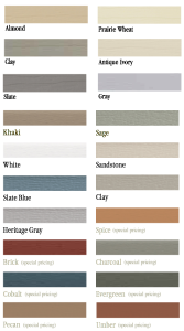 Vinyl Siding Color Choices for Martin's Mini Barns Custom Sheds
